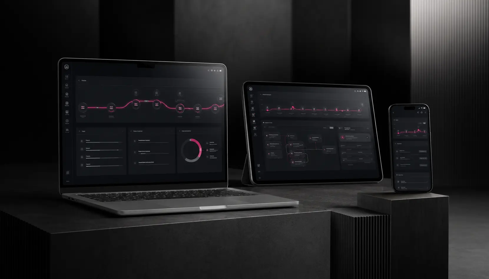 Ejemplo de una solución iamGABSTARK en computadora, tableta y teléfono